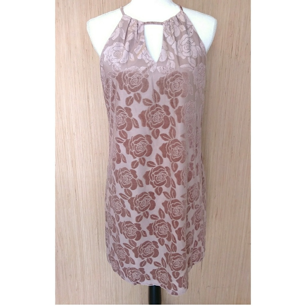 Candies Dusty Pink Halter Flower Swing Dress sz M